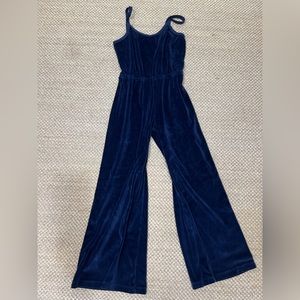 SUZI KONDI Elma flared tank jumpsuit navy blue velour nwot size Large L new